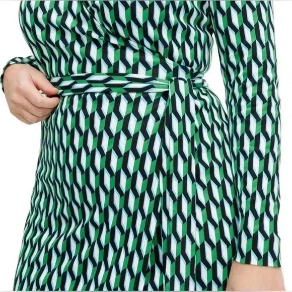 2/$30 NWT Diane Von Furstenberg Dress Long Sleeve Midi Arrow Green Wrap XXS DVF - Picture 9 of 10